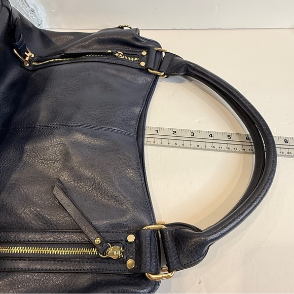 Navy Blue Faux Leather Rummy Tote Bag – Multi-Pocket 💙 Soft Inside & Outside - Picture 9 of 16